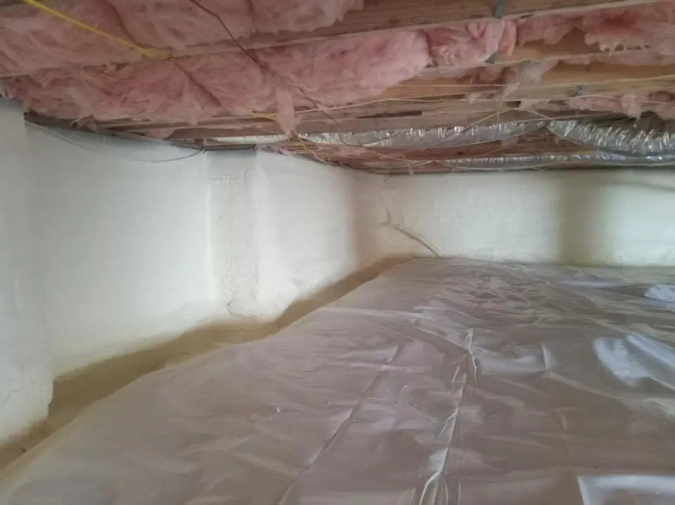 Crawl space encapsulation with closed-cell spray foam for Flat Roof Repair in Houghton